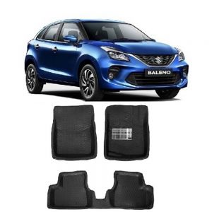 4.5D Car Floor Foot Tray Mats for Baleno New (15-21)  - Black